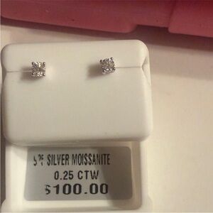 Sterling Silver Moissanite Stud Earrings - White